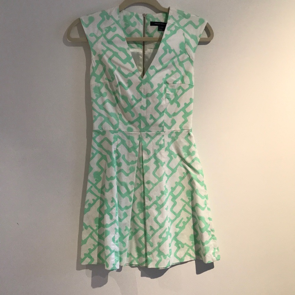 French Connection seafoam / white A-line dress